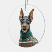Weihnachtspullover Dobermann Keramik Ornament (Links)