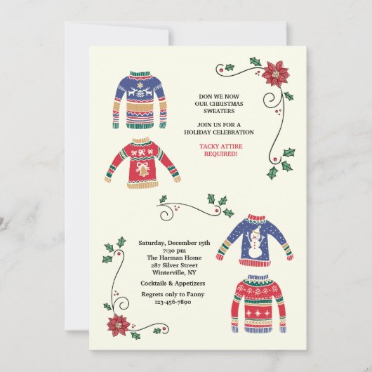 Weihnachtspullover-Feier Einladung (Vorderseite)