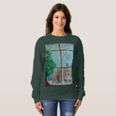 Weihnachtspullover: Hirsch schaut durchs Fenster Sweatshirt (Vorne ganz)