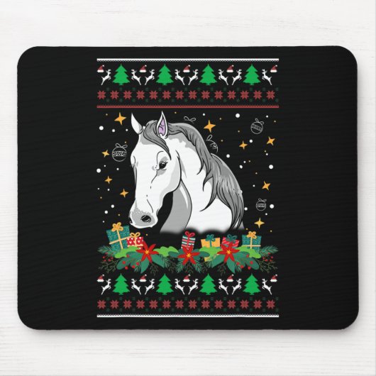 Weihnachtspullover Pferd Schneemann Krippe Ornamen Mousepad (Vorne)