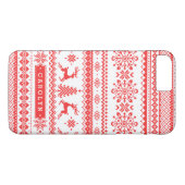 Weihnachtspullover rot Fair-Isle-Muster Monogramm Case-Mate iPhone Hülle (Rückseite (Horizontal))
