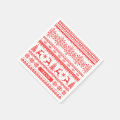 Weihnachtspullover rot Fair-Isle-Muster Monogramm Serviette (Ecke)