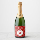 Weihnachtspunkte & Bäume Individuelle Name und Nac Schaumweinetikett (Vorderseite)