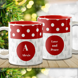 Weihnachtspunkte & Bäume Individuelle Name und Nac Zweifarbige Tasse