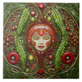Weihnachtspuppe Rot und Grüne Marmor Fliese (Vorderseite)