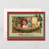 Weihnachtspuppen und kleine Mädchen auf Karten (Vorne/Hinten)