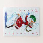 Weihnachtspuzzle Geschenk Snowman und Girl Dance Puzzle (Horizontal)