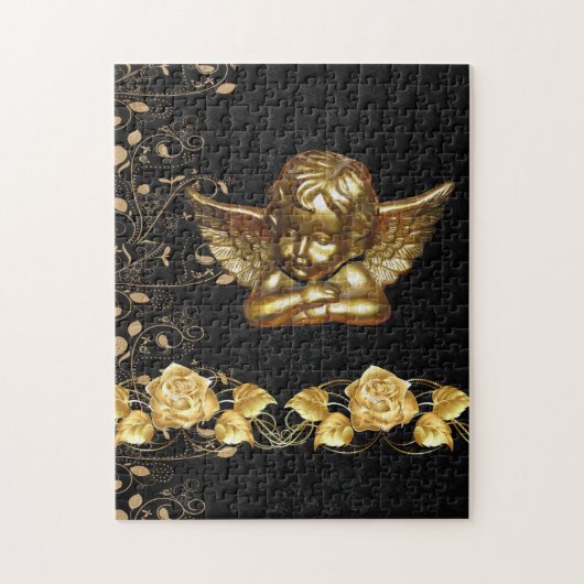 Weihnachtspuzzle Gold Pinguin Floral Puzzle (Vertikal)