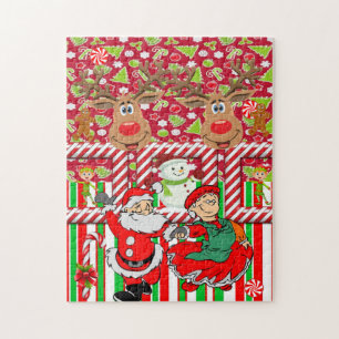 Weihnachtspuzzle Reindeer Santa Elf Snowman Puzzle