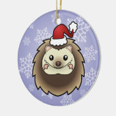 Weihnachtspygmäe-Igel Keramikornament (Links)