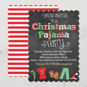 Weihnachtspyjama-Party-Tafel-Einladung Einladung