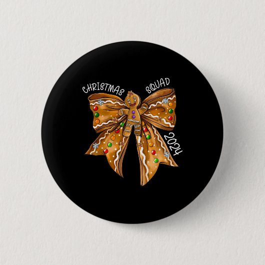 Weihnachtsquadrat 2024 Gingerbread Bow Coquette No Button (Vorderseite)
