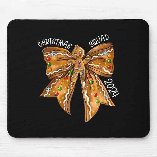 Weihnachtsquadrat 2024 Gingerbread Bow Coquette No Mousepad (Vorne)