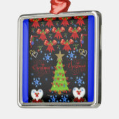 Weihnachtsquadrat Premium-Ornament schwarz Silbernes Ornament (Links)