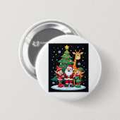 Weihnachtsquadrat Santa Giraffe Elf Dabbing Matchi Button (Vorne & Hinten)