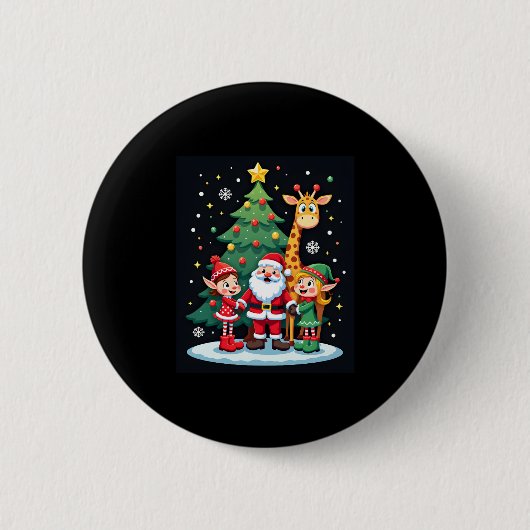 Weihnachtsquadrat Santa Giraffe Elf Dabbing Matchi Button (Vorderseite)