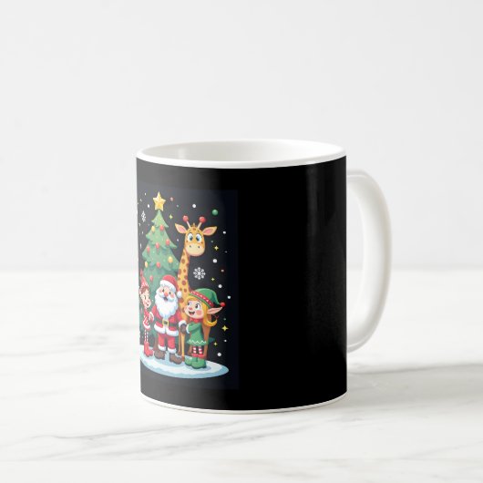 Weihnachtsquadrat Santa Giraffe Elf Dabbing Matchi Kaffeetasse (VorderseiteRechts)