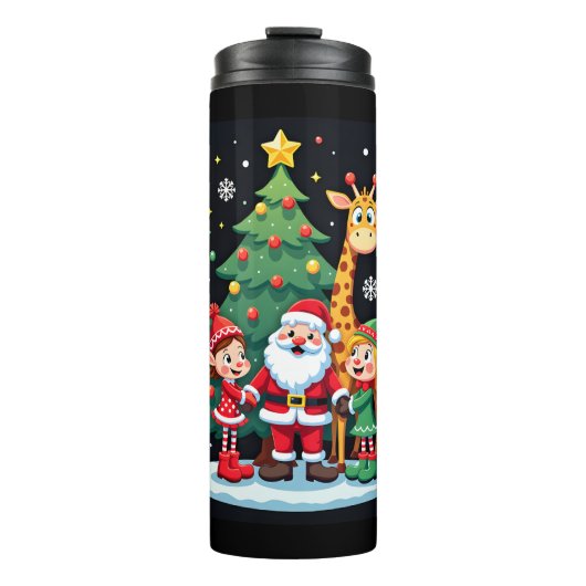 Weihnachtsquadrat Santa Giraffe Elf Dabbing Matchi Thermosbecher (Vorderseite)