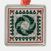 Weihnachtsquerstich-Verzierung Silbernes Ornament (Vorne)