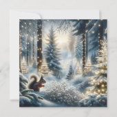 Weihnachtsquirrel Magischer verzauberter Winterwal Feiertagskarte (Vorderseite)