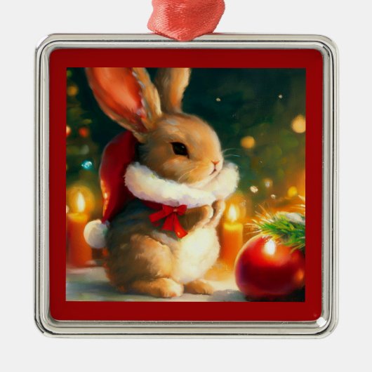 WeihnachtsRabbit 1 Ornament Aus Metall (Vorne)