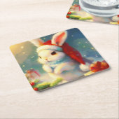 WeihnachtsRabbit 2 Rechteckiger Pappuntersetzer (angewinkelt)