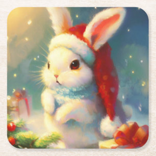 WeihnachtsRabbit 2 Rechteckiger Pappuntersetzer