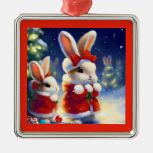 WeihnachtsRabbit 3 Ornament Aus Metall