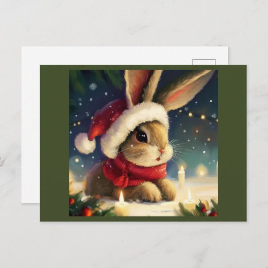 WeihnachtsRabbit 4 Feiertagspostkarte (Vorne/Hinten)