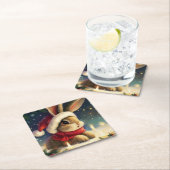 WeihnachtsRabbit 4 Rechteckiger Pappuntersetzer (Vor Ort)