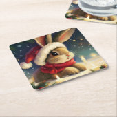 WeihnachtsRabbit 4 Rechteckiger Pappuntersetzer (angewinkelt)
