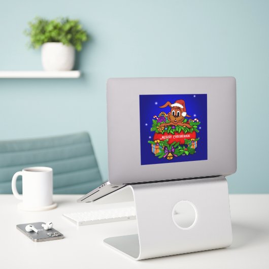 WeihnachtsRabbit Aufkleber (Laptop auf Schreibtisch)