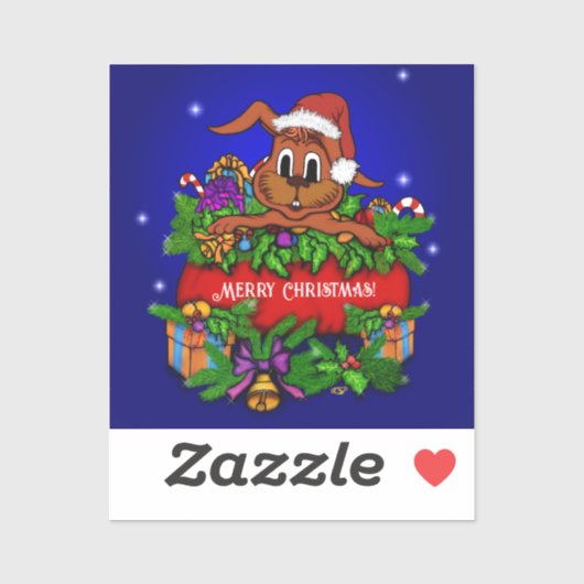 WeihnachtsRabbit Aufkleber (Blatt)