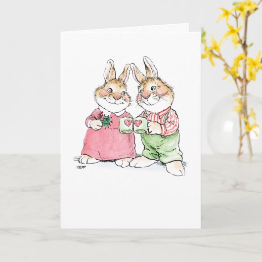 WeihnachtsRabbit Couple Card Karte (Gelbe Blume)