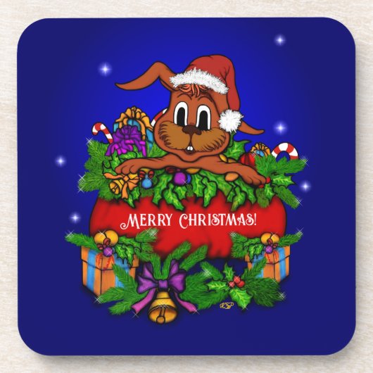 WeihnachtsRabbit Getränkeuntersetzer (Vorderseite)