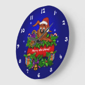 WeihnachtsRabbit Große Wanduhr (Winkel)