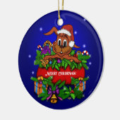 WeihnachtsRabbit Keramik Ornament (Links)