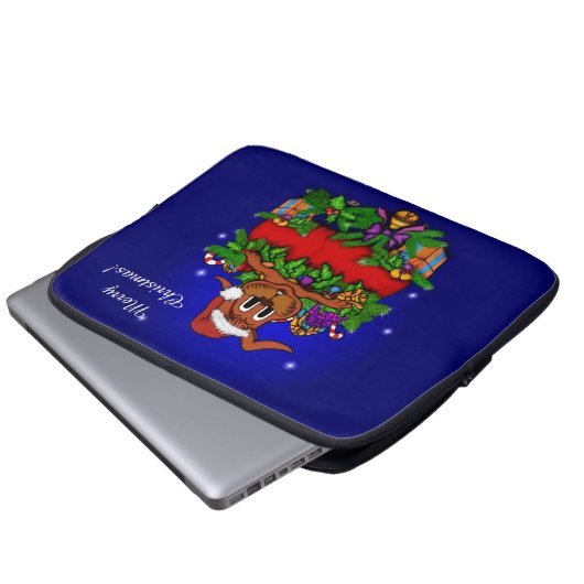 WeihnachtsRabbit Laptopschutzhülle (Vorne Knopf)