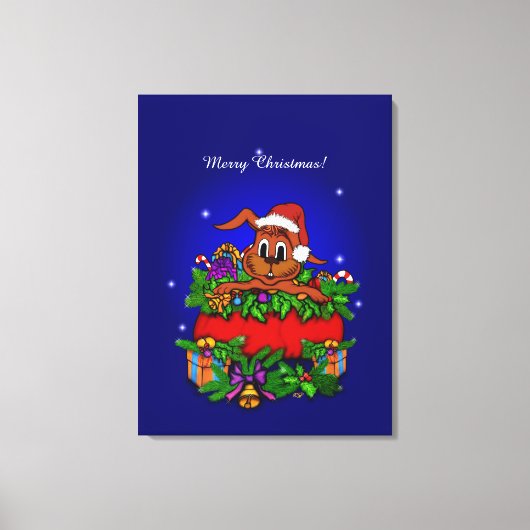 WeihnachtsRabbit Leinwanddruck (Vorderseite)