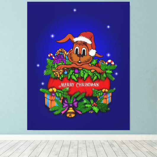 WeihnachtsRabbit Leinwanddruck (Insitu (Holzboden))