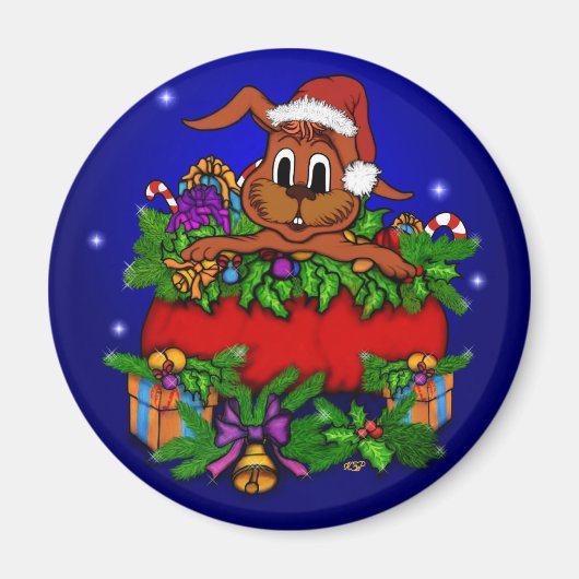 WeihnachtsRabbit Magnet (Vorne)