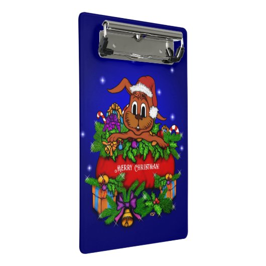 WeihnachtsRabbit Mini Klemmbrett (Schrägansicht)