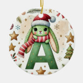 WeihnachtsRabbit mit Letter A - Aquarellturlaub Keramik Ornament (Vorne)