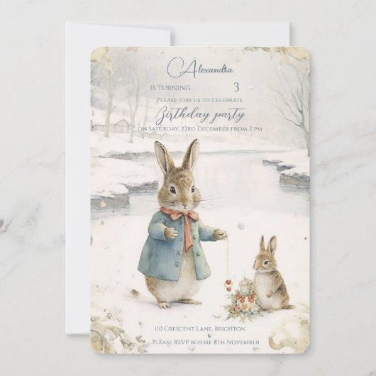 WeihnachtsRabbit Peter Classic Geburtstag Einladung (Vorderseite)