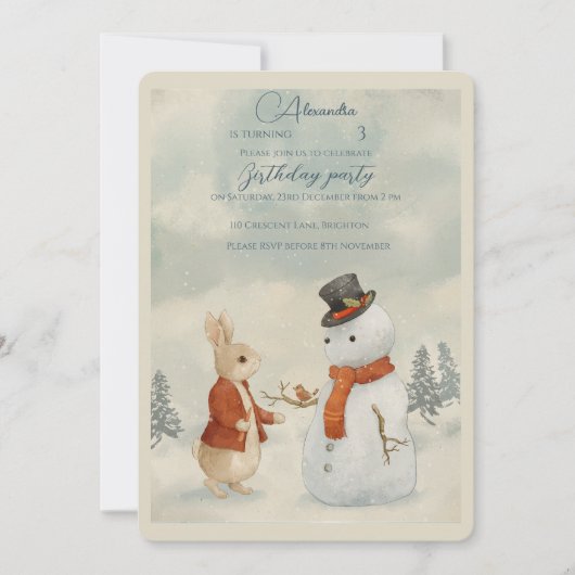 WeihnachtsRabbit Peter Geburtstag Einladung (Vorderseite)