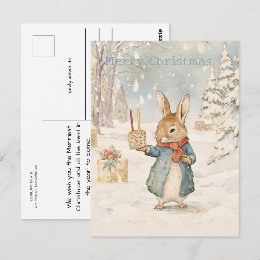 WeihnachtsRabbit Peter Postkarte (Vorne/Hinten)