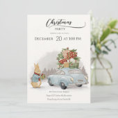 Weihnachtsrabbit Peter und Auto Einladung (Stehend Vorderseite)