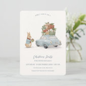 Weihnachtsrabbit Peter und Auto Einladung (Stehend Vorderseite)
