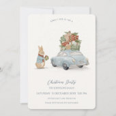 Weihnachtsrabbit Peter und Auto Einladung (Vorderseite)