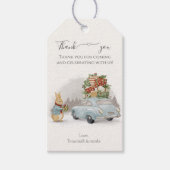 Weihnachtsrabbit Peter und Auto Geschenkanhänger (Vorderseite)